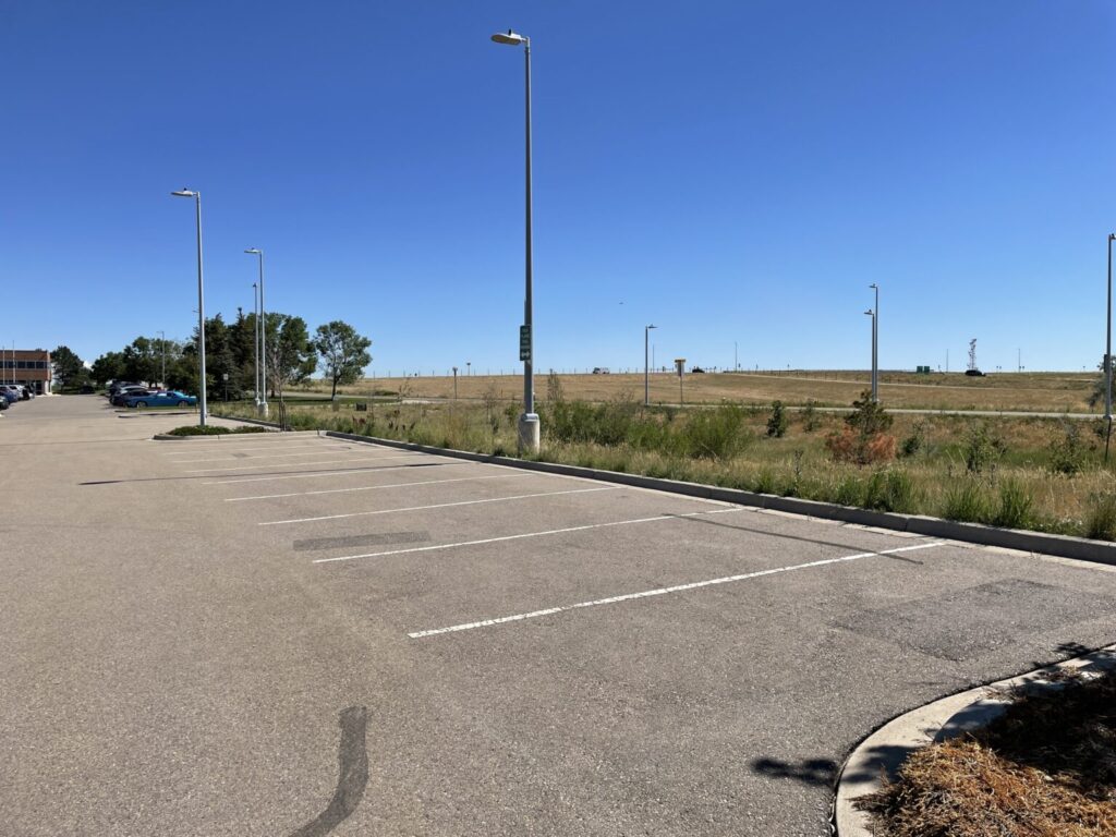 Dedicated parking spaces for High Plains Trail users at the E-470 Administration building.